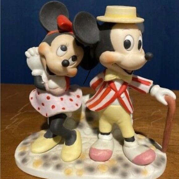 Walt Disney Productions Mickey & Minnie Mouse Porcelain Figurine, Mickey w/Cane - Picture 6 of 12